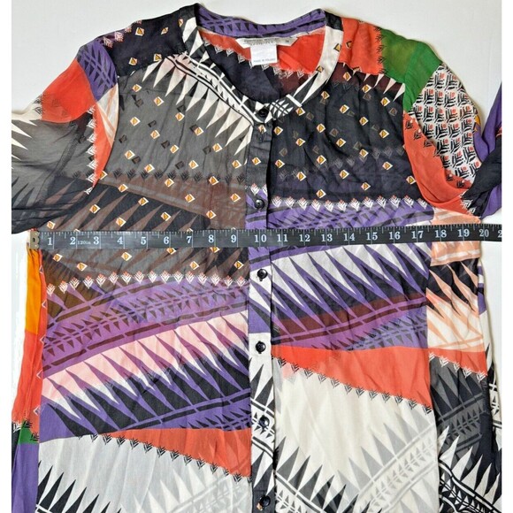 Summum Woman Amsterdam Sheer Tunic Blouse EU 38 US 6-8 Geometric Artsy Top - Picture 8 of 13